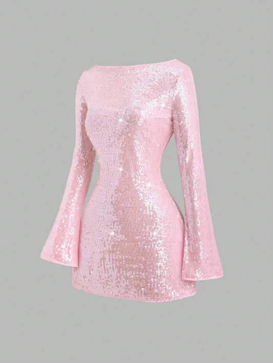 The Celeste Flared Sequin Mini Dress