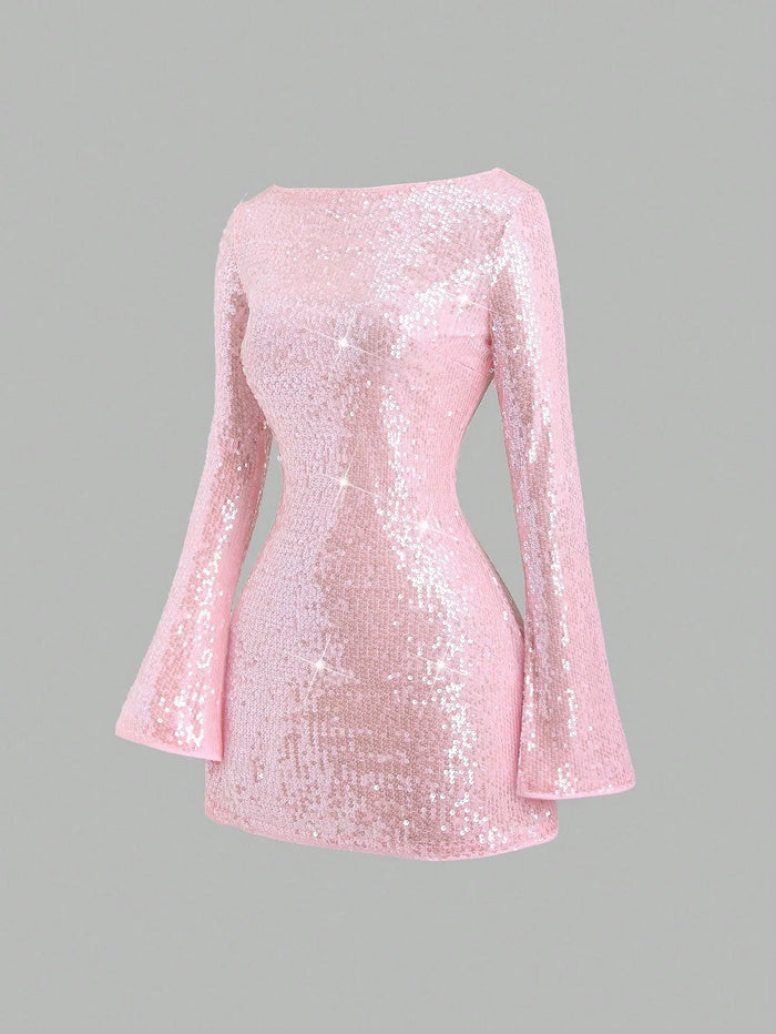 The Celeste Flared Sequin Mini Dress