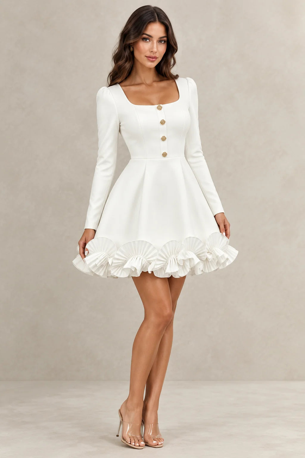 The Odette Sculpted Ruffle-Hem Dress